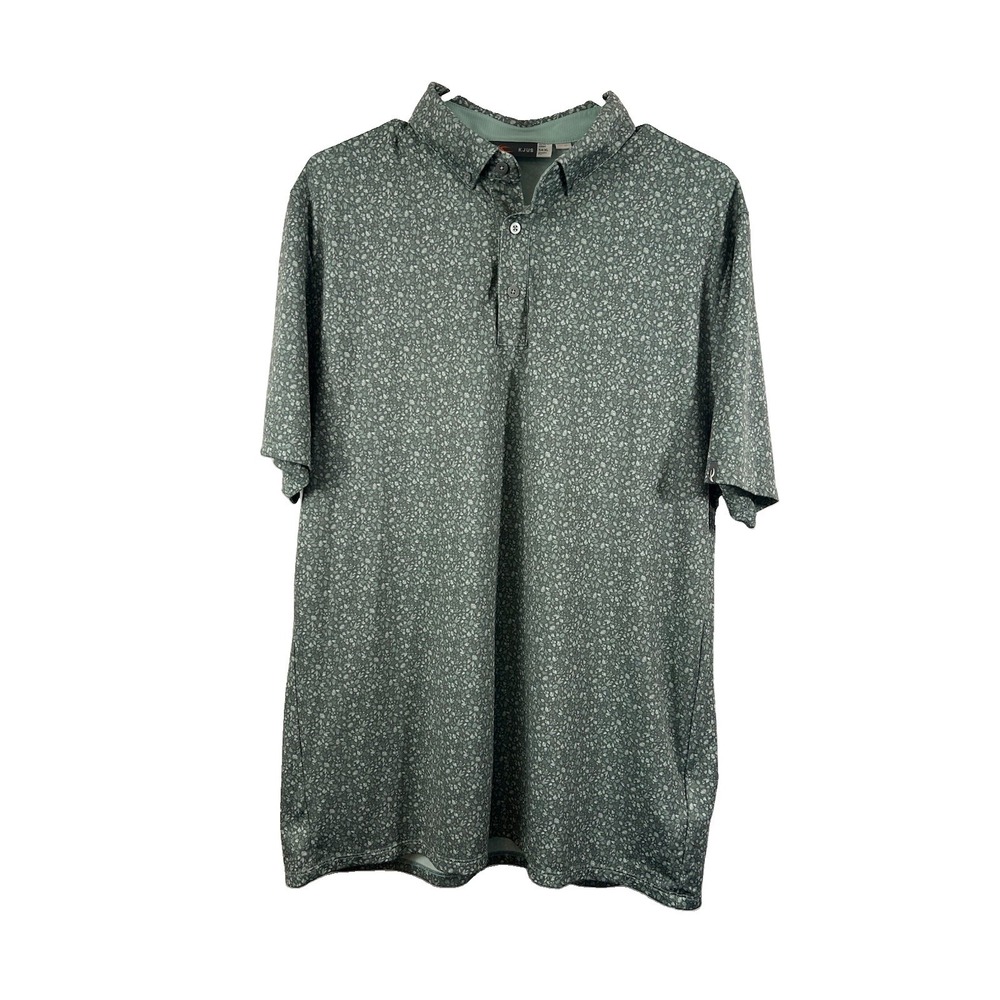 KJUS Men's Lance Printed Short Sleeve Polo Shirt Green Floral Leaf Sz XL UPF30+